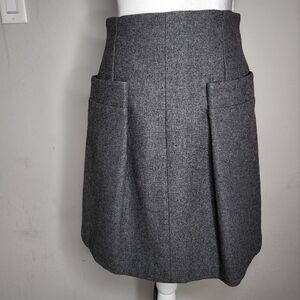 Katya Leonoviche faux wool grey skirt size 34 Italy Front Pockets Vegan Feminie